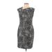 Calvin Klein Casual Dress - Sheath High Neck Sleeveless: Black Print Dresses - Women's Size 10 - Print Wash