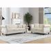 Beige Velvet Chesterfield Sofa Set with Nailhead Trim and Tufted Low Back, Includes Pillows, 3 Seater Sofa + Loveseat