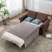 Brown Linen Pull Out Sofa Bed Loveseat with Memory Foam Mattress