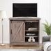 Classic Rustic Style TV Stand with Sliding Barn Door, Removable Door Panel, Entertainment Center, TV Cabinet for Living Room