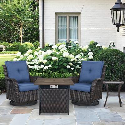 Pocassy Patio Fire Pit Table with Swivel Chair Side Table