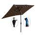 Chocolate 10 x 6.5 ft Solar LED Market Umbrella with Weatherproof Design, LED Lighting