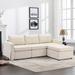 Cream 3+1 pc Linen Modular Sectional Sofa Set with Customizable Design