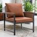 Faux Leather Accent Chair with Metal Frame