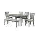 GTU Furniture Walnut/Grey Solid Wood Dining Set for 6, Oval Table Top with Chairs and Bench