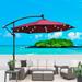 Burgundy 10 ft Solar LED Patio Umbrella with 24 Solar-Powered LED Lights and Water-Fade-UV-Resistant