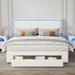 Queen Size Upholstered Platform Bed with LED Lights