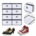 10Pcs Stackable Shoe Storage Boxes Free Standing Sneakers Organizer Collector Rectangle Clear Plastic Containers Drawer Design Heart Shaped Pull Ring