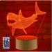 YSTIAN 3D Shark Fish Night Light Lamp Illusion Night Light 16 Color Changing Table Desk Decoration Lamps Gift Acrylic Flat ABS Base USB Cable Toy