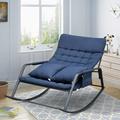 Skypatio 2-Person Adult Outdoor or Indoor Rocking Chair Oversize Modern Cozy Lounge Rocker with Cushions Navy Blue