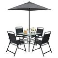 6PCS Patio Dining Set Outdoor Table Chair Furniture Set with Umbrella