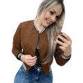 GUIGUI Fall Clothes For Women Women s Long Sleeve Baseball Shirt Zip Jacket Baseball Jacket Casual Jacket Jackets For Women Coffee S