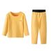 2Pack Kids Thermal Underwear Set Soft Girls Top and Long Johns Winter Base Layer Top & Bottom (120cm Yellow)