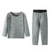 2Pack Kids Thermal Underwear Set Soft Girls Top and Long Johns Winter Base Layer Top & Bottom (150cm Gray)