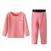 2Pack Kids Thermal Underwear Set Soft Girls Top and Long Johns Winter Base Layer Top & Bottom (150cm Pink)