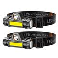 [Pack of 2] 2 Packs Rechargeable Headlamp IPX4 Waterproof Headlight Flashlight Hand-free Head Torch for Fishing Camping Hiking Running