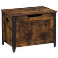 Wood Storage Chest with 2 Safety Hinges Flip Top Storage Trunk with Seat Cushion Modern Storage Bench