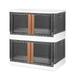 [Pack of 2] 2Pcs 32L Foldable Storage Bins with Lid Collapsible Stackable Closet Organizer Containers with Front Door Lock 4Pcs Wheels