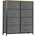Fabric Dresser Storage For Bedroom Closet Hallway Nursery Chest Organizer With Fabric Bins - Easy To Pull Handle Steel Frame Wooden Top - Grey Dresser & Maple Top