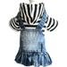 Dog Fruit Embroidered Pet Dog Dress Clothes Stripe Plaid Puppy Denim Hoodie Jacket Puppy Clothes Boy Cute