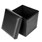 Zimtown Folding Cube Leather Ottoman Storage Box Lounge Seat Footstool Faux Leather Black