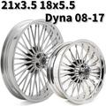 Chrome 21x3.5 18x5.5 Fat Spoke Wheels Rims for Harley Dyna Street Bob FXDB 2008-2017