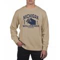 Men's Uscape Apparel Cream Michigan Wolverines Pigment Dyed Fleece Crew Neck Sweatshirt