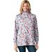 Plus Size Women's Perfect Printed Long-Sleeve Turtleneck Tee by Woman Within in Heather Grey Red Pretty Floral (Size M) Shirt