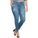 Plus Size Women's Classic Fit Peach Lift Distressed Skinny Jean by ELOQUII in Medium Wash (Size 28)