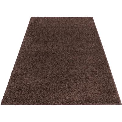 Hochflor-Teppich MY HOME "Viva" Gr. 8, braun (dunkelbraun), B:280cm H:45mm L:390cm, Kunstfaser, Teppiche, Uni Farben, einfarbig, besonders weich und kuschelig, Kundenliebling Image