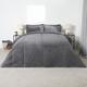 OHS Teddy Fleece Charcoal Grey Coverless Duvet King Size 10.5 Tog, Coverless Duvet Set King Size with Pillowcases Winter Fluffy Bedding Quilt Covers