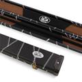 BAIZE MASTER White Stitch 2pc Deluxe Snooker Pool Cue Case with Plastic Ends Black and Brown Interior - Holds 1 Two Piece Cue