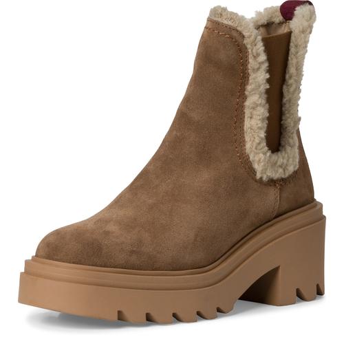 Winterboots TAMARIS Gr. 37, braun (braun kombiniert) Damen Schuhe mit Anziehlasche, zwei Stretcheinsätze, zum Schlupfen