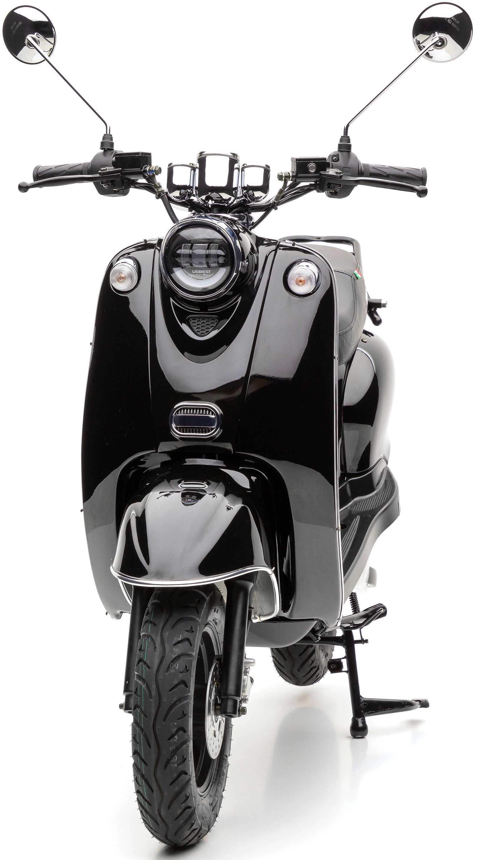 E-Motorroller NOVA MOTORS "eRetro Star Li", schwarz (uni schwarz, schwarz), Elektromotorroller, 45 km/h, bis zu 40 km Reichweite, härteverstellbare Dual-Stoßdämpfer hinten Image