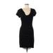 Express Cocktail Dress - Sheath Cowl Neck Short sleeves: Black Solid Dresses - Women's Size Medium