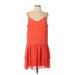 BCBGeneration Casual Dress - Mini V-Neck Sleeveless: Orange Solid Dresses - Women's Size Large