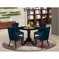 Alcott Hill® 5 Pc Dining Set - Round Kitchen Table w/ Dropleaf & 4 Chairs Wood/Upholstered in Black/Brown | 30 H in | Wayfair