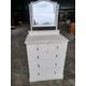 Vintage 20thC painted tall slim white dressing chest of 2 over 3 drawers mirror