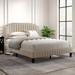 Upholstered Platform Bed with Nailhead Trim Headboard and Footboard, Linen Upholstered Platform Bed Wooden Bed Frame