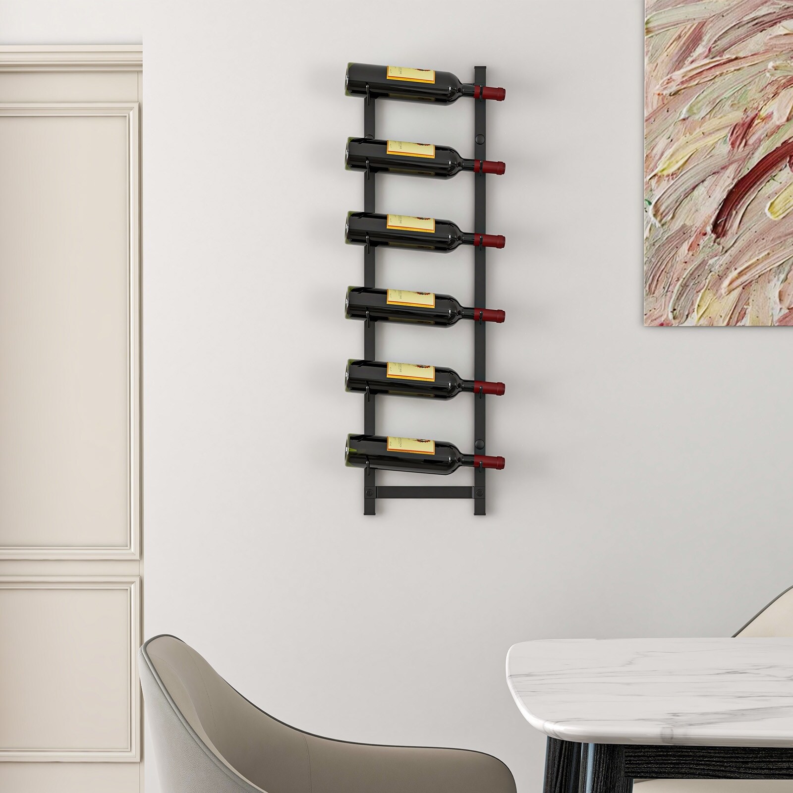 6 Bottle Rustproof Wall-Mounted Wine Rack