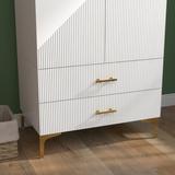 32"W 2 Door 2 Drawers, White Armoire, Wardrobe Cabinet