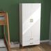 32"W 2 Door 2 Drawers, White Armoire, Wardrobe Cabinet