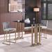 Modern and Retro Bar Stool Set of 2, Kitchen Counter Height Dining Chair with Velvet Frabic Backrest and Metal Footstool