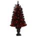 Potted Pine LED Lighted Artificial Halloween Tree - 4’ - Orange Lights - Black - 4 Foot