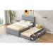 Full Size Upholstered Platform Bed with Trundle & 3 Storage Drawers