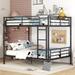 Metal Bunk Bed Twin Over Twin/Full Over Full, Heavy Duty Bunk Bed Frame with Built-in Ladder and Guardrail for Kids Boys Girls
