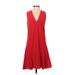 J.Crew Casual Dress - A-Line Plunge Sleeveless: Red Solid Dresses - Women's Size 2X-Small