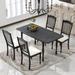 5 Piece Dining Table Set, Mid-Century Extendable Dining Table with 15inch Butterfly Leaf, 1 Dinging Table & 4 Upholstered Chairs