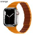 Slim Leather link for Apple Watch Band 38mm 40mm 41mm 42mm 44mm 45mm ALMNVO Compatible for iWatch Series 7/6/5/4/3/2/1/SE Magnetic Bands Compatible for Apple Watch Bands for Women Orange
