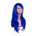 HuaAngel Long Curly Wavy Blue Wigs for Women Side Part Natural Looking Cosplay Synthetic Fiber Wig Heat Resistant Replacement Wig